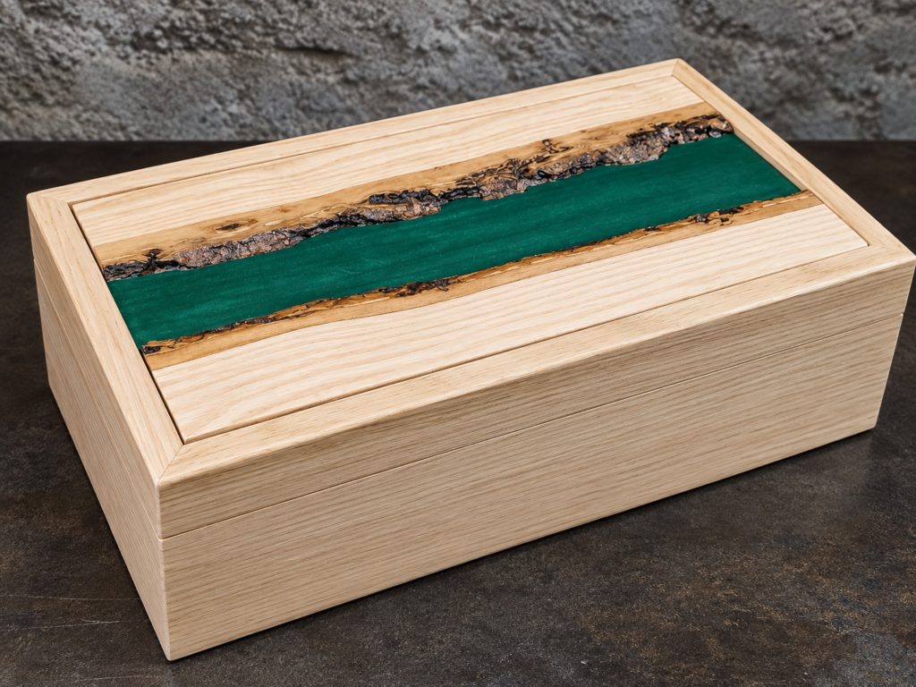 Coffret artisanal en frêne avec couvercle coulissant