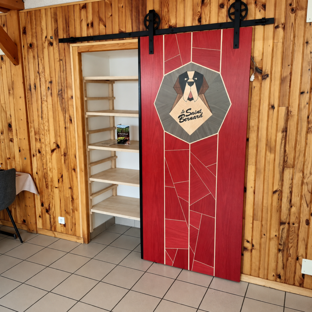 Ensemble de portes coulissantes sur mesure en bois et marqueterie
